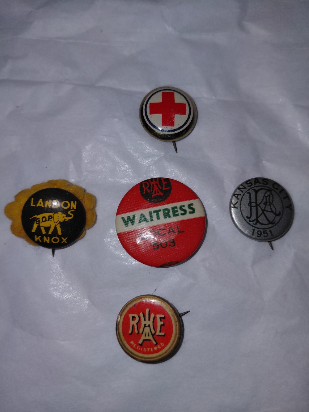 Vintage Pin Back Button Lot Of 5